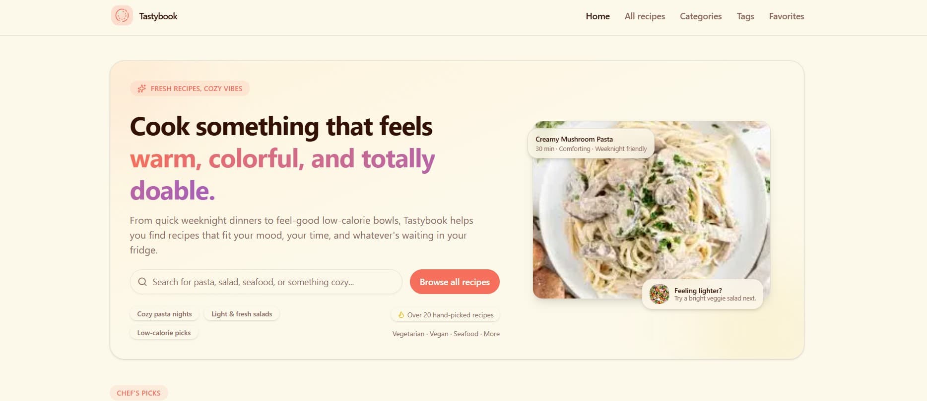 Tasty Book – وب‌اپ منوی رسپی